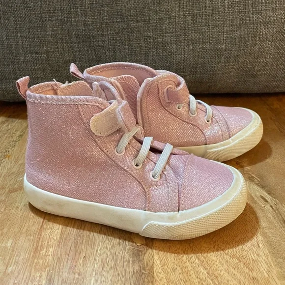 Kids pink sparkle high tops, toddler size 9, Amazon Essentials - Picture 1 of 5